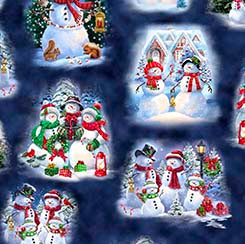 Quilting Treasures Snowman Holiday snowman vignettes navy