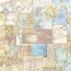 Quilting Treasures Globetrotter travel maps 108 inch wideback quilting cotton fabric