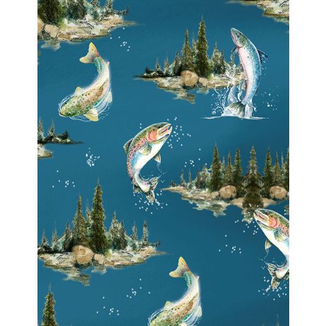 WL Lake Scenic with Fish Blue - Reeled In