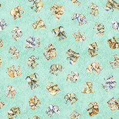 QT Kindred Spirits Baby Elephants quilting cotton in Mint 30675-H