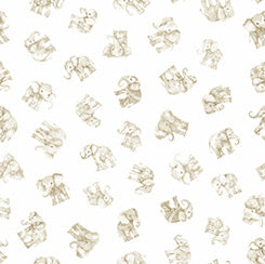 QT Kindred Spirits Baby Elephants quilting cotton in White 30675-Z