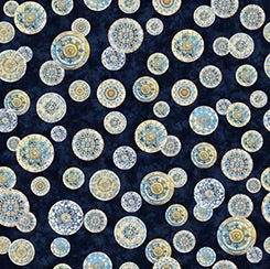 Quilting Treasures Kindred Spirits mandalas quilting cotton fabric in Navy