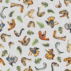 Quilting Treasures DINOROARS dino heads and ferns quilting cotton fabric