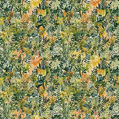 Quilting Treasures DINOROARS foliage quilting cotton fabric in Green