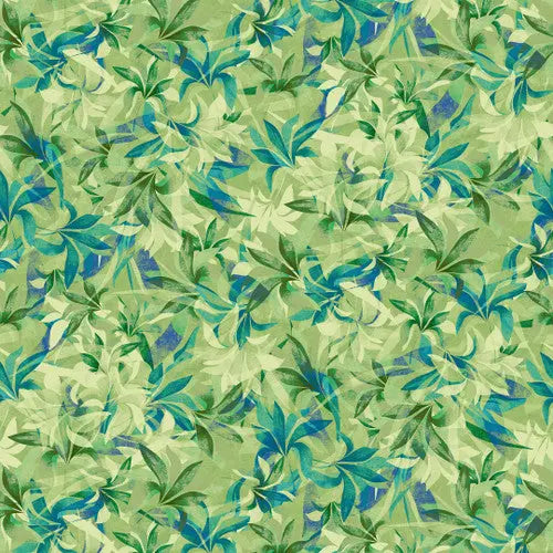 Green Shadow Leaves Cotton Wideback Fabric per yard