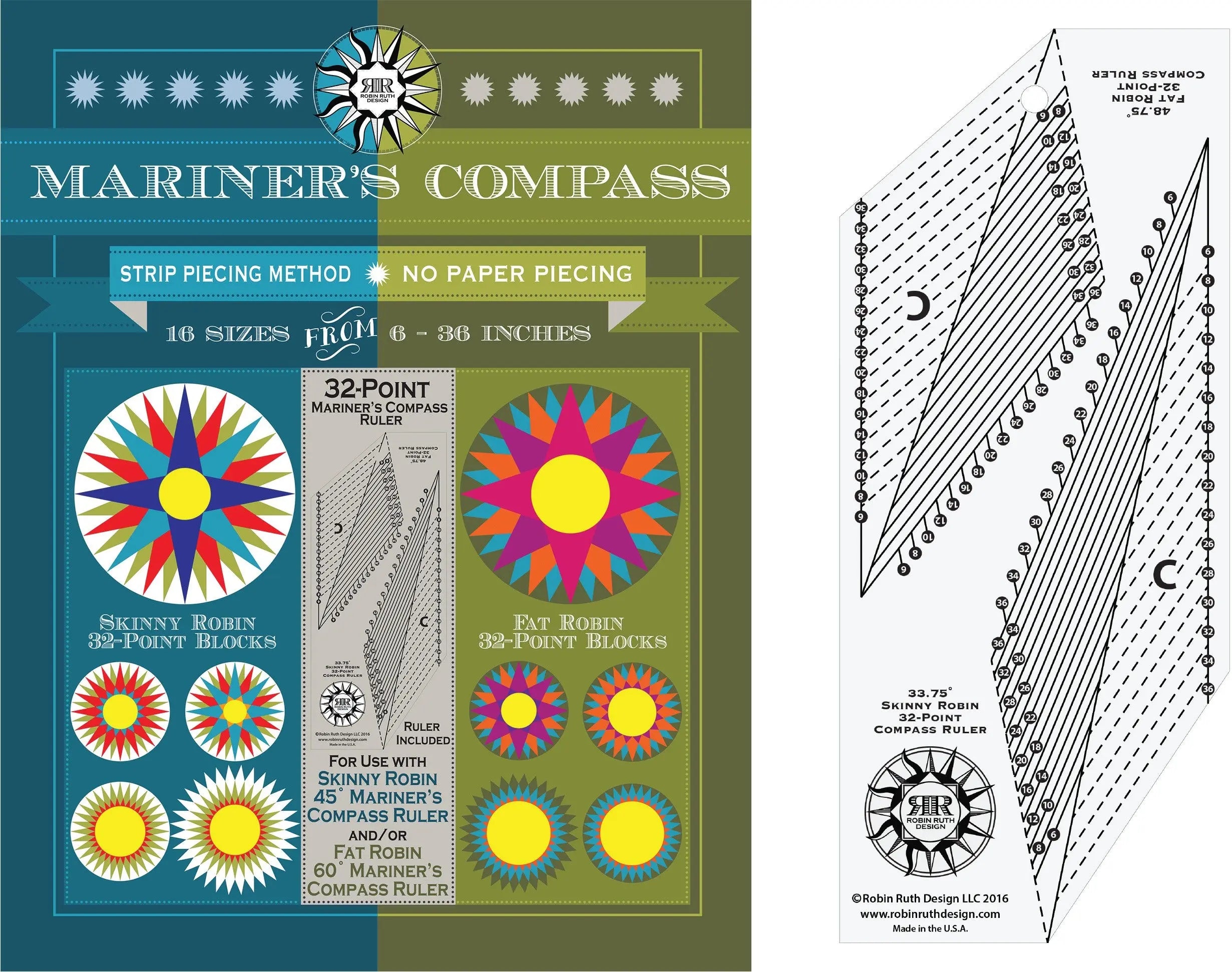32 Point Mariner's Compass Book and Ruler - Linda's Electric Quilters