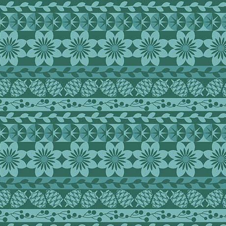12 Days of Christmas Patterned Stripe Teal Cotton Fabric 44"/45" Fabric Per Yard