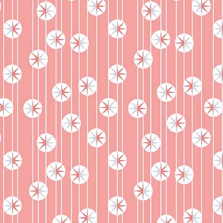 12 Days of Christmas Star Stripe Pink Cotton Fabric 44"/45" Fabric Per Yard