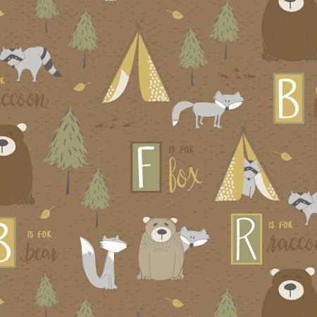 Wilmington Into the Woodlands large all over quilting cotton fabric in Brown