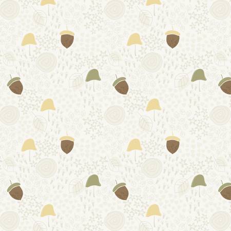 Wilmington Into the Woodlands forest floor quilting cotton fabric in Cream