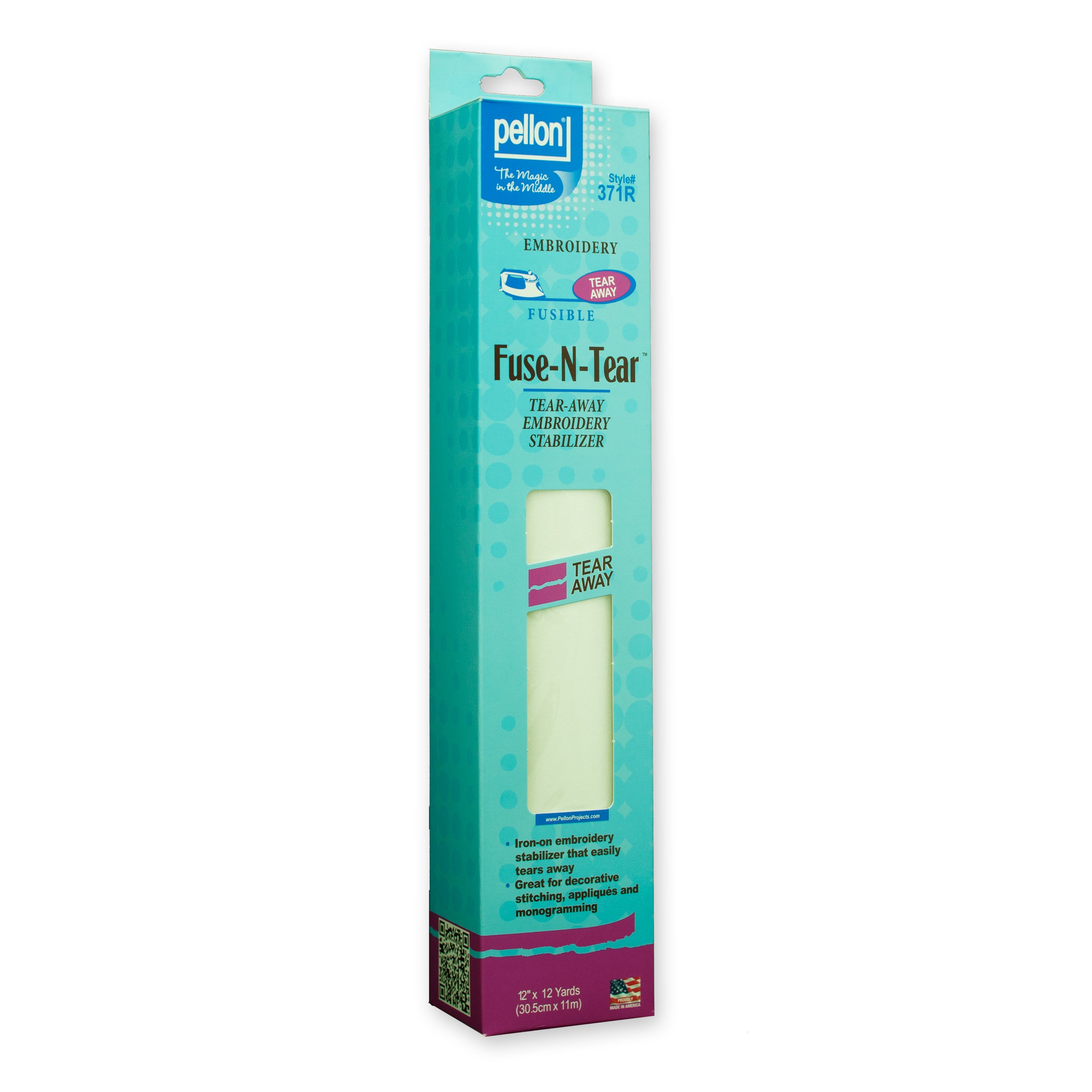 Pellon® 371 Fuse-N-Tear® Stabilizer 12" x 12 yards Package. Color: White.