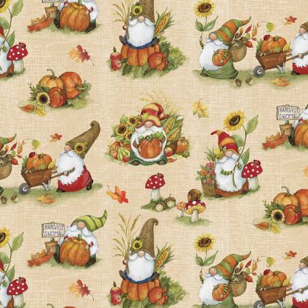 Wilmington Gnome-Kin Patch gnomes all over cream