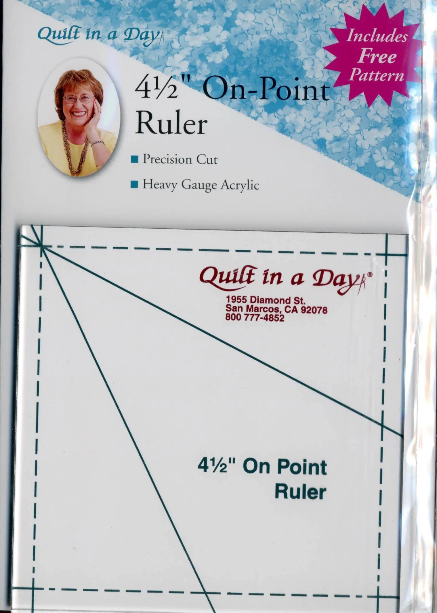 4-1/2in On Point Ruler Template - Linda's Electric Quilters