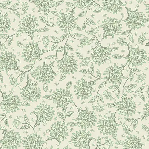 Green Pistachio Whimsy Floral Cotton Wideback Fabric per yard - Linda's Electric Quilters