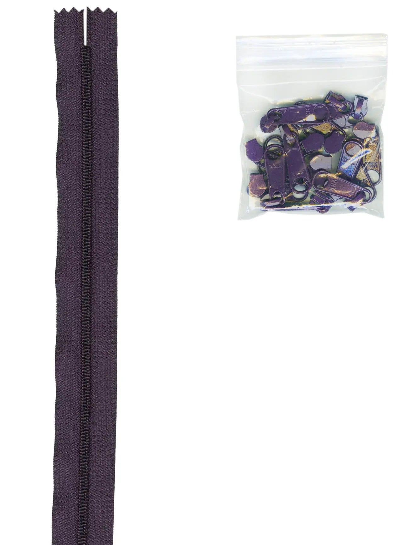 4 yards of 16mm #4.5 Zipper Chain and 16 Ex-Large Eggplant - Linda's Electric Quilters