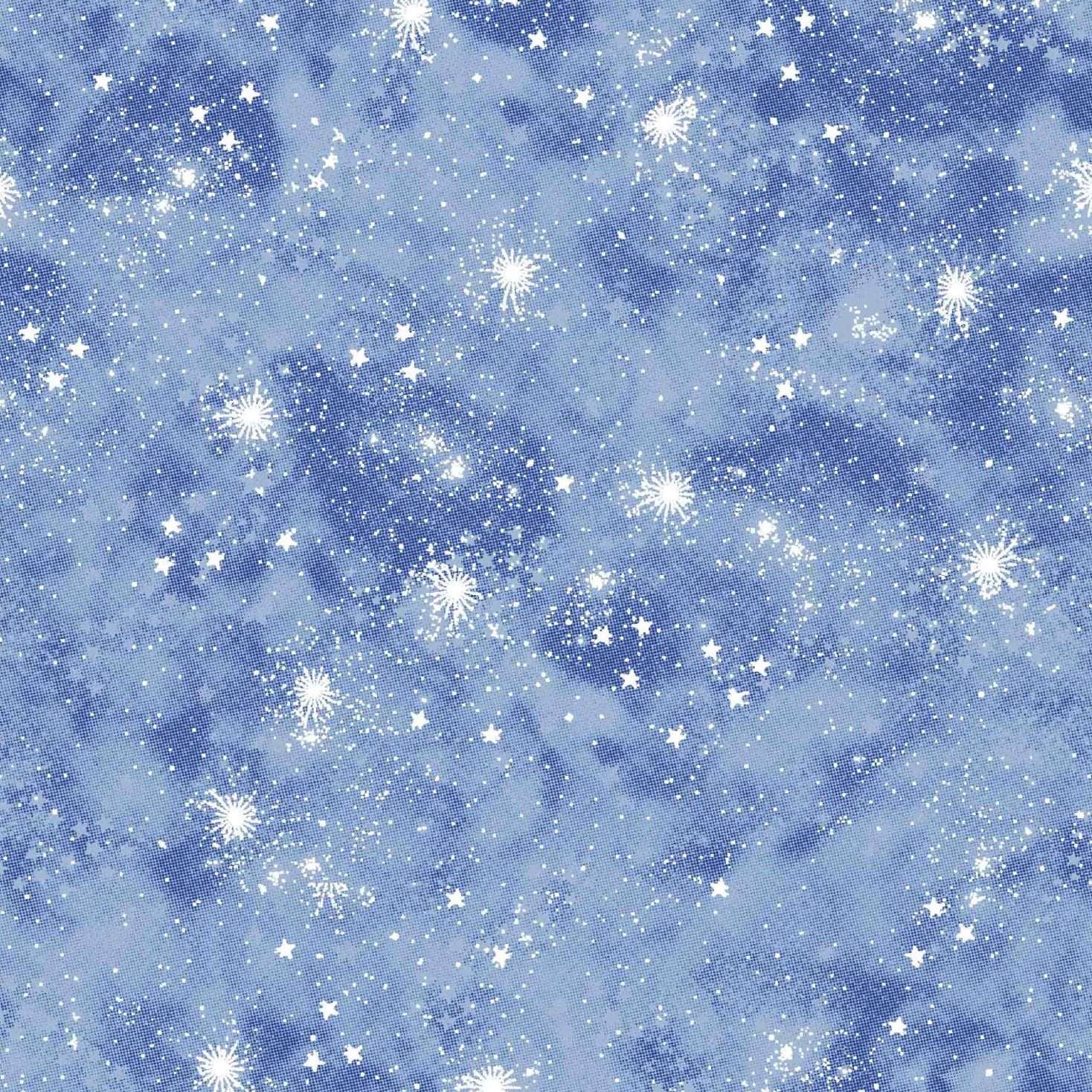 Fun Flannel Stars Blue Cotton 44"/45" Fabric Per Yard