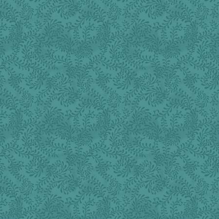 Wilmington Swirling Leaves 108 inch wide back quilt backing fabric in Teal