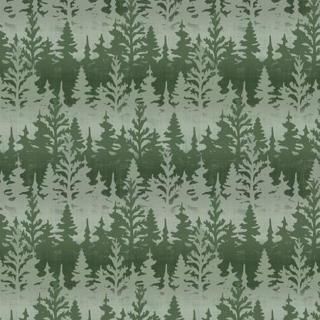 Wilmington Timberland Trails Trees All Over quilting fabric in Green