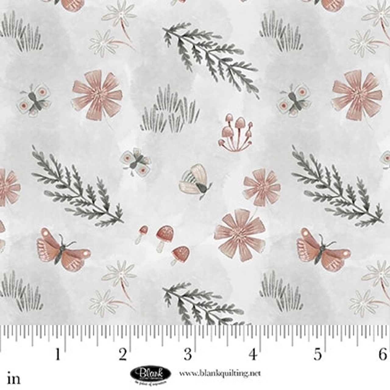 Mist Tossed Motifs Petals & Pewter Cotton 44"/45" Fabric Per Yard