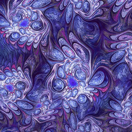 Purple Mystic Owls Abstract Marble 44" / 45" Cotton Fabric Per Yard - Linda's Electric Quilters