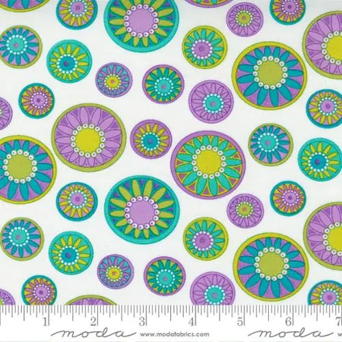 Multi Color Petal Power Wow White 44"/45" Fabric Per Yard - Linda's Electric Quilters