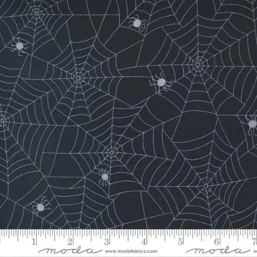 Black Too Cute To Spook Cat Spider Webs 44"/45" Fabric Per Yard - Linda's Electric Quilters