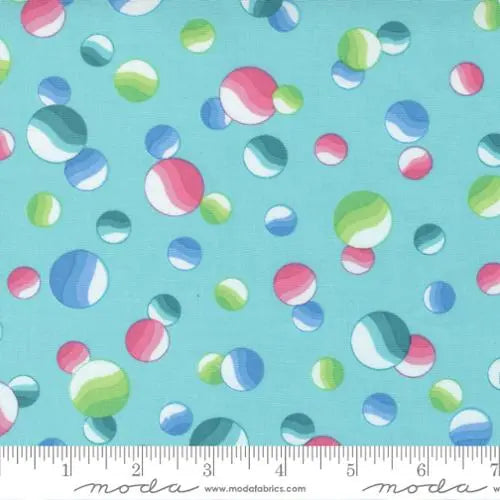 Multi Picnic Pop Awesome Dots Aqua Blue 44"/45" Fabric Per Yard - Linda's Electric Quilters