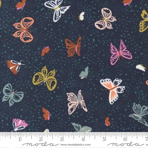 Blue Butterflies Songbook A New Page Navy 44"/45" Fabric Per Yard - Linda's Electric Quilters