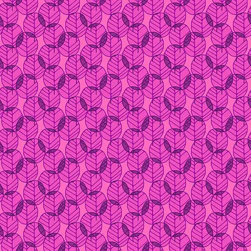 Pink On Pink Otter Romp Fan Leaves Cotton 44"/45" Fabric Per Yard - Linda's Electric Quilters