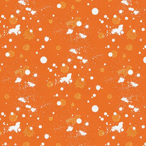 Orange On Your Mark Ink Splats Cotton 44"/45" Fabric Per Yard - Linda's Electric Quilters