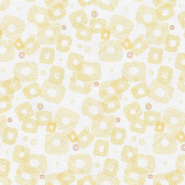 Yellow On Your Mark Scribble Squares Cotton 44"/45" Fabric Per Yard - Linda's Electric Quilters