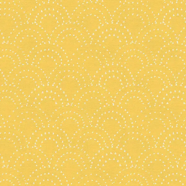 Yellow On Your Mark Stamped Clamshell Cotton 44"/45" Fabric Per Yard - Linda's Electric Quilters