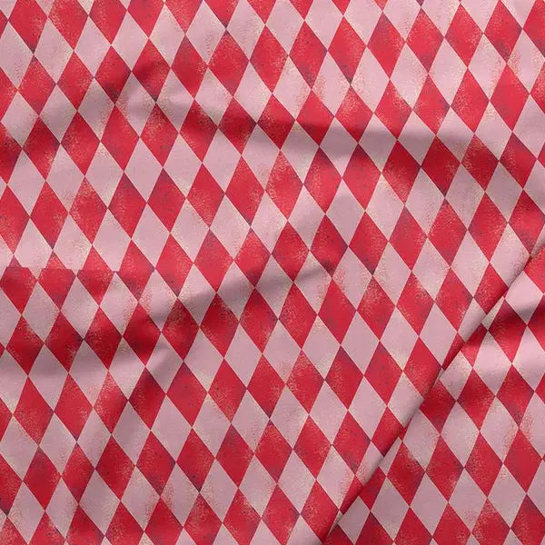 Red Argyle Diamonds Cotton 44"/45" Fabric Per Yard - Linda's Electric Quilters