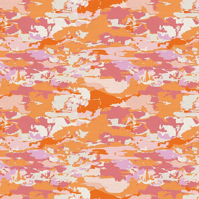 Orange Sky Gazing Abstract Clouds Cotton 44"/45" Fabric Per Yard - Linda's Electric Quilters