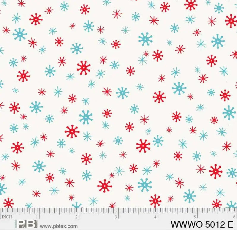 White Wheeling Winter Wonderland Snowflakes 44"/45" Fabric Per Yard