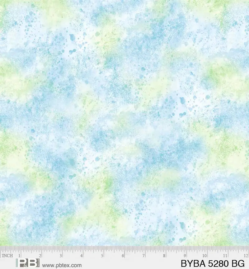 Blue Green Barnyard Babies 44"/45" Fabric Per Yard - Linda's Electric Quilters