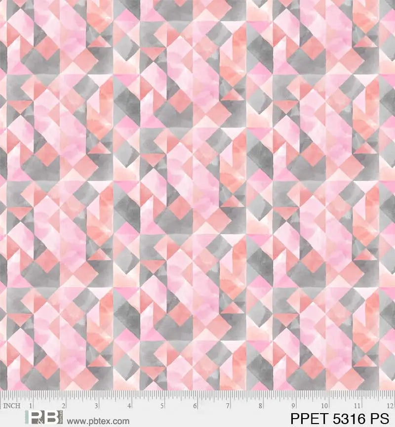 Pink And Grey Painted Petals 44"/45" Fabric Per Yard - Linda's Electric Quilters