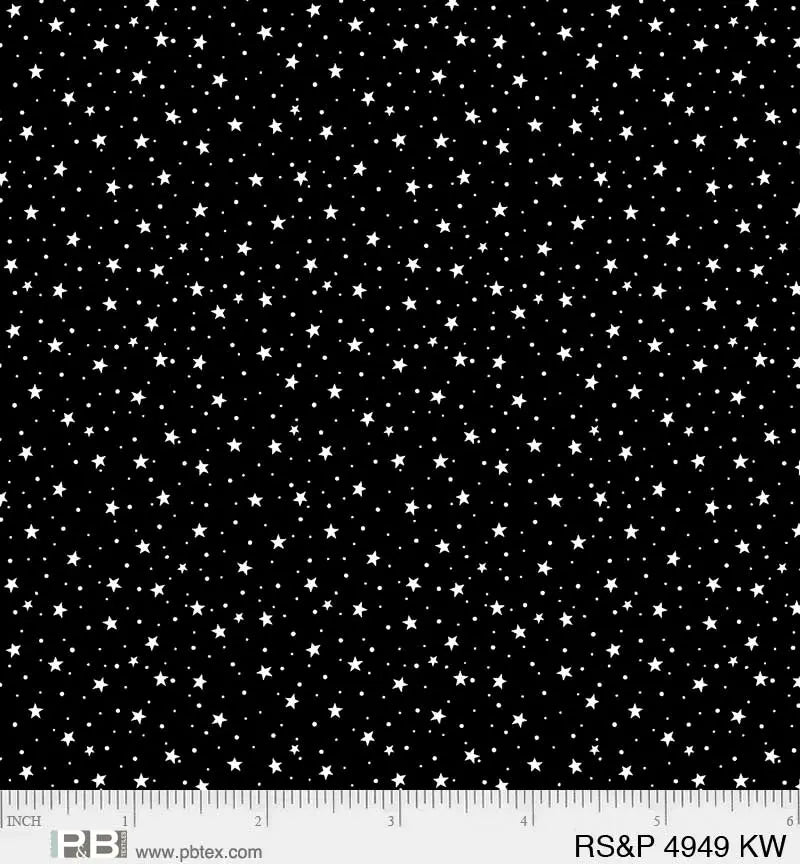 Black Starry Sky Salt & Pepper 44"/45" Fabric Per Yard - Linda's Electric Quilters