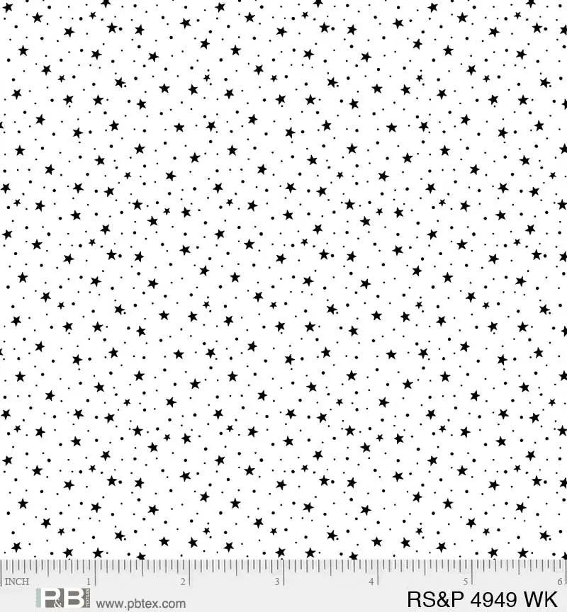 White Starry Sky Salt & Pepper 44"/45" Fabric Per Yard - Linda's Electric Quilters