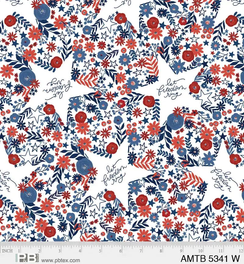 White America The Beautiful Freedom Ring 44"/45" Fabric Per Yard - Linda's Electric Quilters