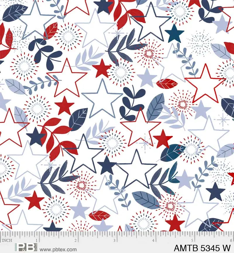 White Starry America The Beautiful 44"/45" Fabric Per Yard - Linda's Electric Quilters