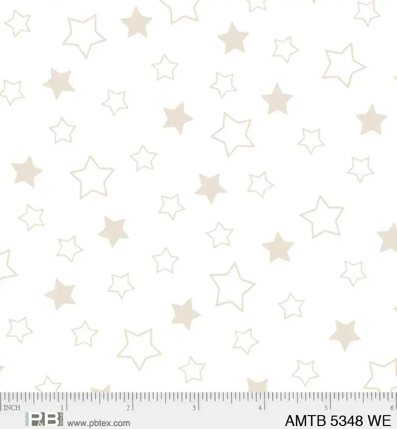 Cream On White Stars America The Beautiful 44"/45" Fabric Per Yard - Linda's Electric Quilters