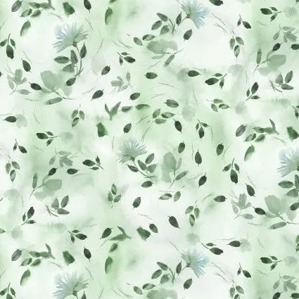 Green Whisper Song Swirling Leaves 44"/45" Fabric Per Yard - Linda's Electric Quilters