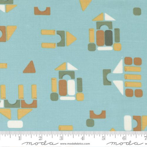 ABC XYZ Aqua Wood Blocks Cotton 44"/45" Fabric Per Yard