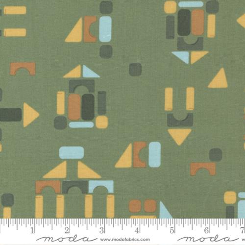 ABC XYZ Green Wood Blocks Cotton 44"/45" Fabric Per Yard