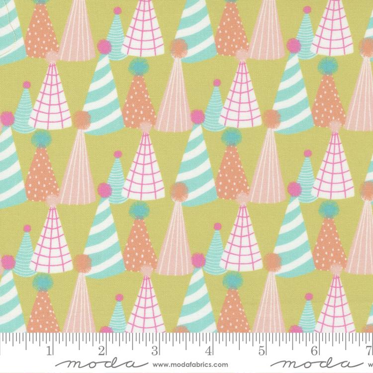 Soiree - Party Hats Lime 44"/45" Fabric Per Yard