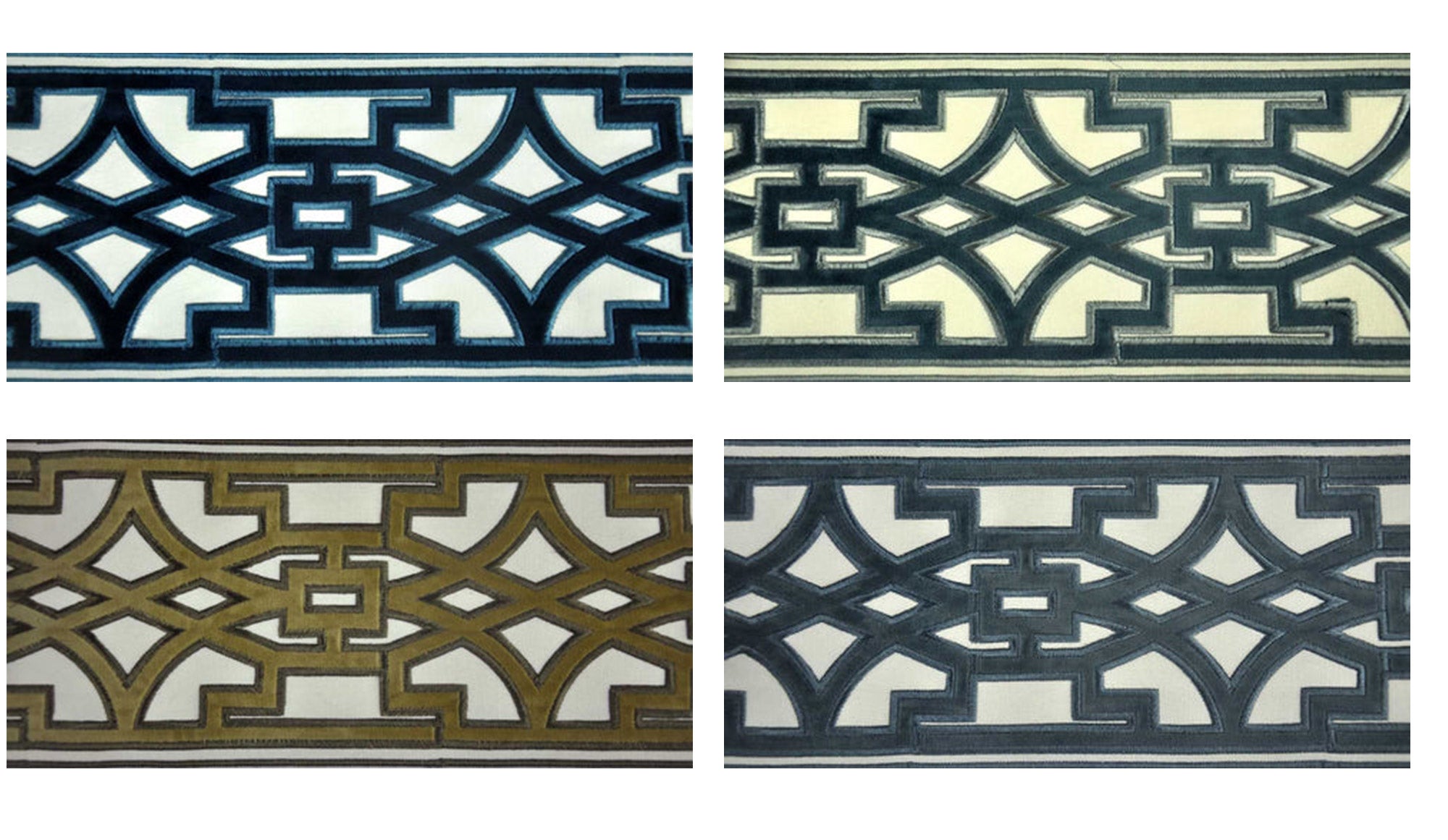 5 1/2 " Width VELVET EMBOSSED TAPE - 25 Yards Rolls, Navy Blue, Aqua, Bronze, Williamsburg Blue - BR-7330