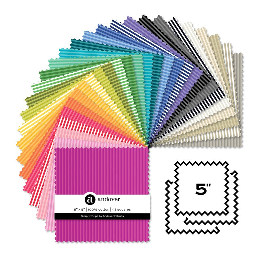 Simply Stripe 5 Inch Square 42 Cuts Each