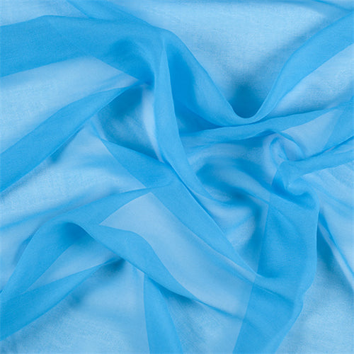 Runway Silks Turquoise Silk Chiffon Fabric - Reorderable