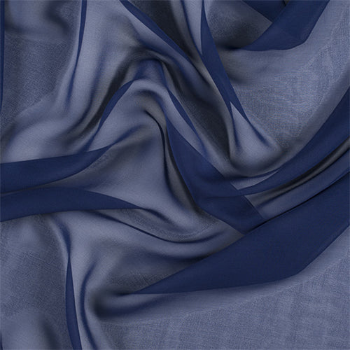 Runway Silks Dark Blue Silk Chiffon Fabric - Reorderable